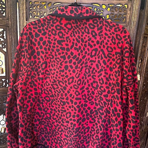SUSAN GRAVER RED AND BLACK LEOPARD ANIMAL PRINT SOFT BLAZER JACKET XL - Picture 3 of 4